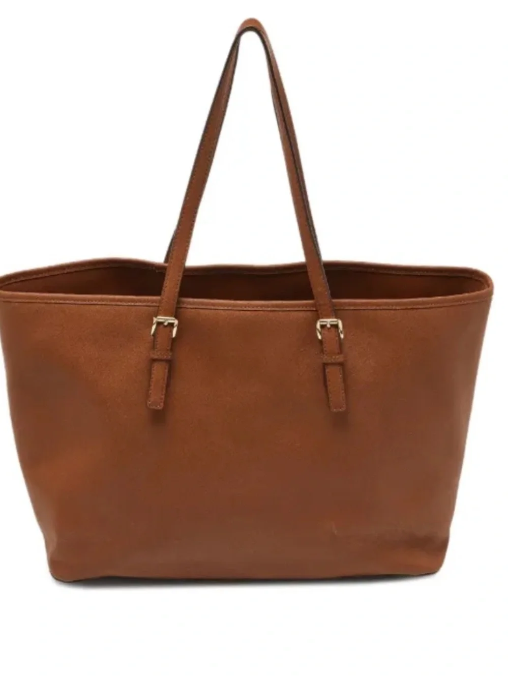 Michael Kors Vintage Logo Lettering  Cognac Leather Tote with Gold Hardware